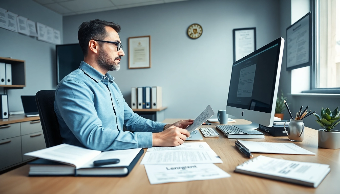 Traducteur certifié en action, démontrant son expertise et son professionnalisme en tant que traducteur agréé dans un bureau moderne.