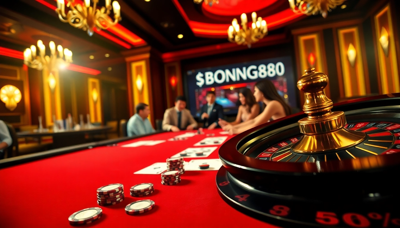 Exciting poker action at BONG88.CASA with elegant casino ambiance and vibrant gameplay.