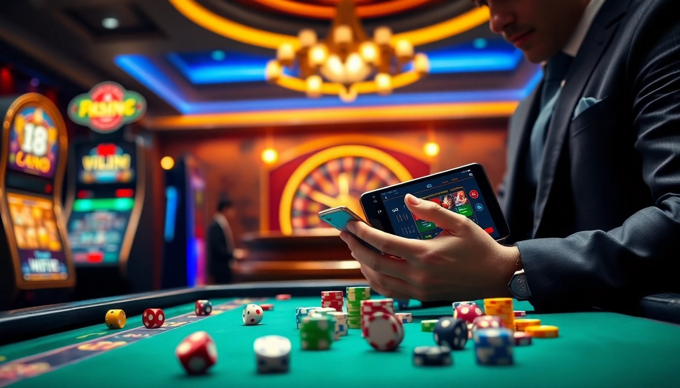 Engaging in an exciting moment playing app tài xỉu online with dice and casino elements.