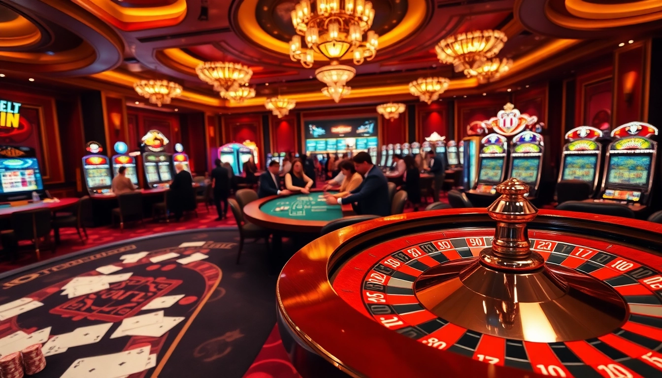 Exciting casino gaming scene with players enjoying 32wincasino.com's vibrant atmosphere.