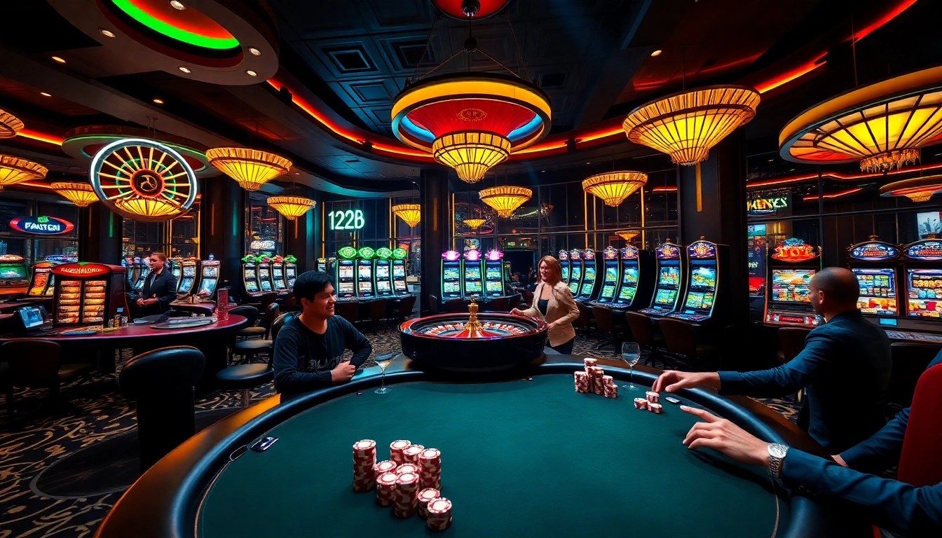 Experience thrilling gameplay at 123b casino with vibrant poker tables and exciting slot machines.