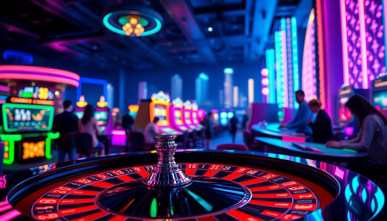 Découvrez une scène de casino crypto captivante avec des joueurs engagés et une ambiance animée.