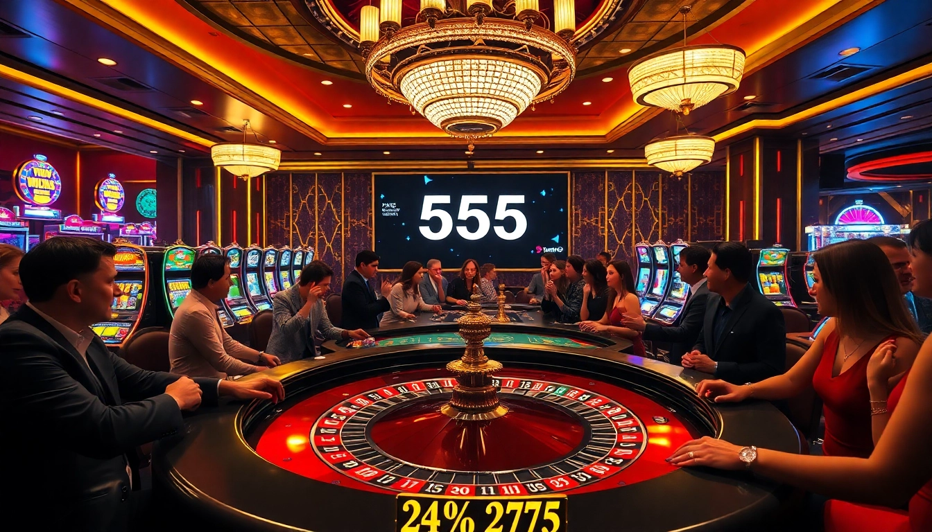 Engaging players celebrating wins at the 555 win casino table with vibrant décor.