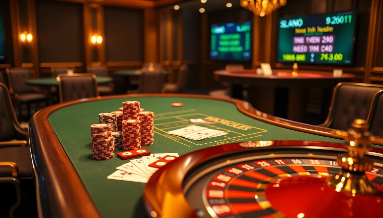 Analyze betting strategies with a luxurious casino ambiance showcasing nhận định kèo nhà cái on a poker table.