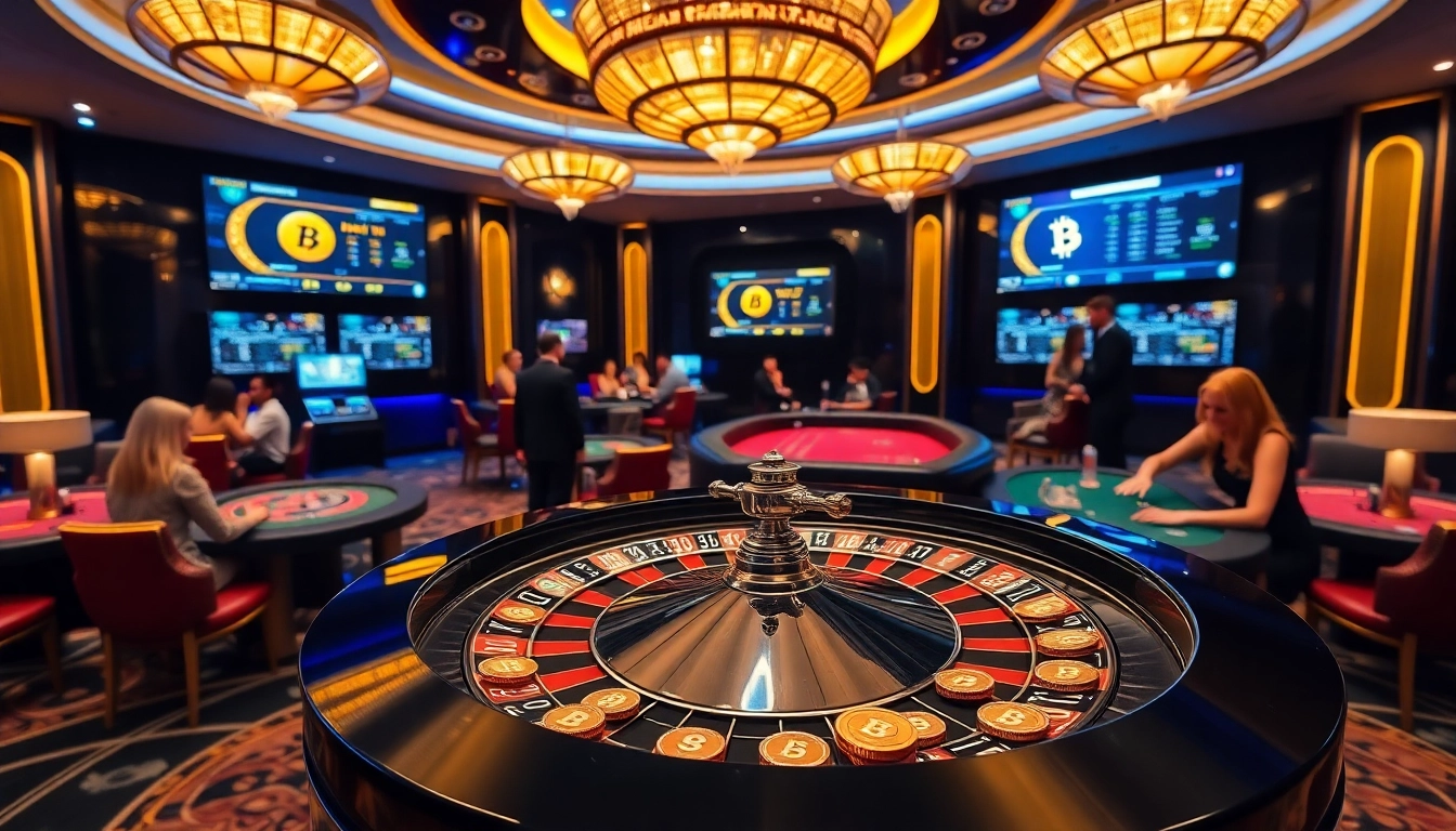 Experience the excitement of playing casino en crypto with vibrant roulette wheels and digital displays.