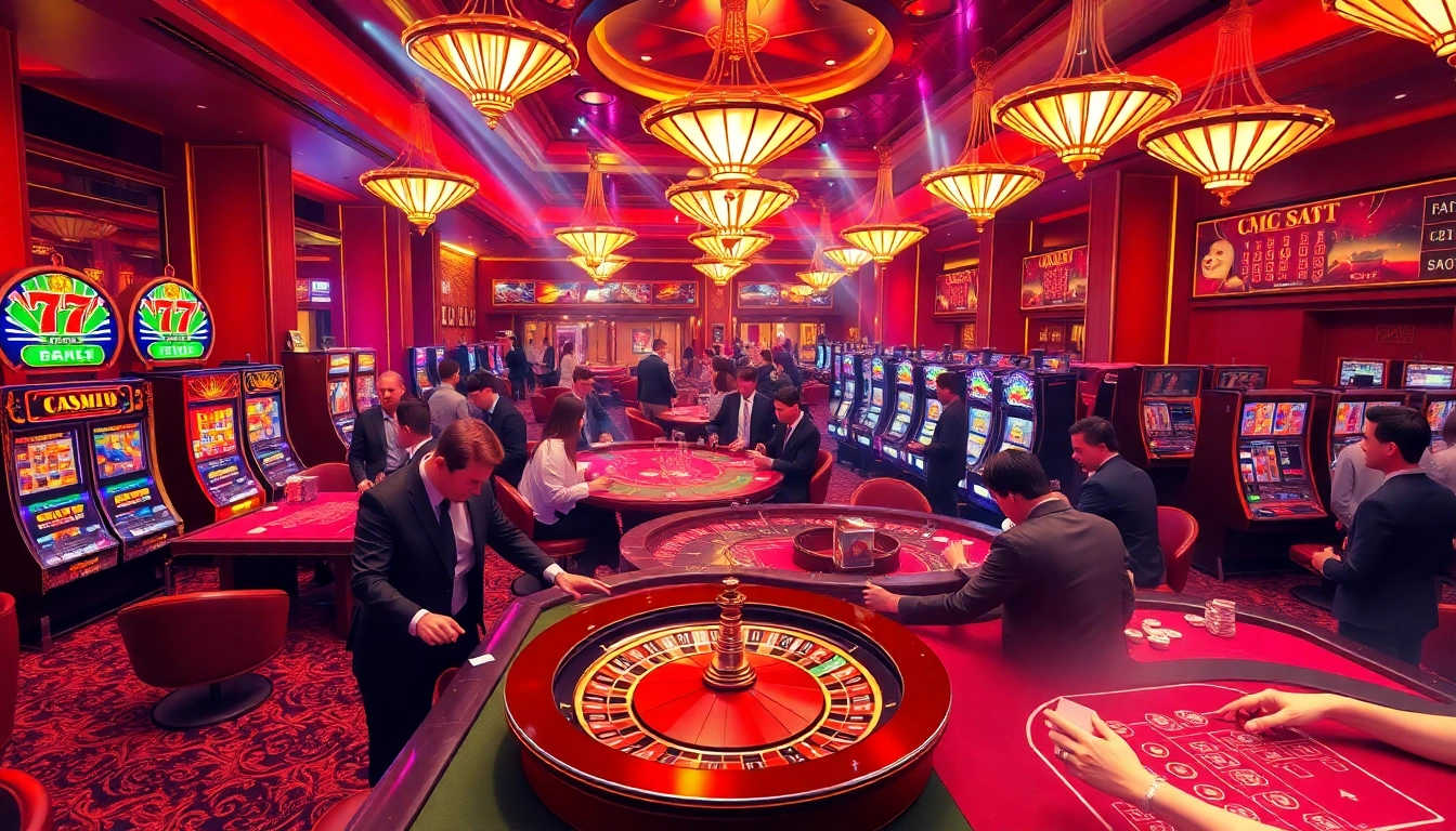 Experience the thrill of MM88 Bets with vibrant casino games, lively players, and luxurious surroundings.
